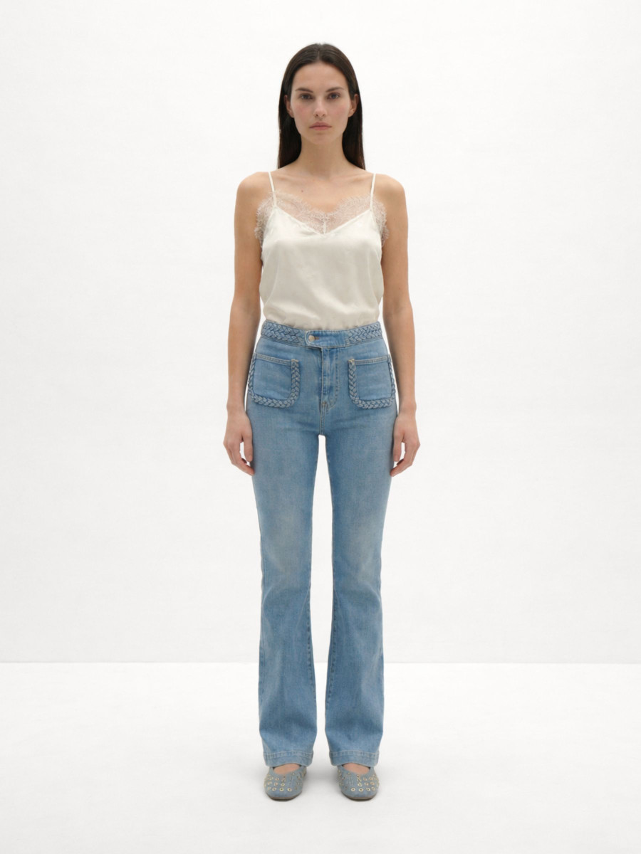 pumpbraid-vaqueros-flare-con-doble-trenza-en-la-cintura Jeans trenzado Berenice - Imagen 1